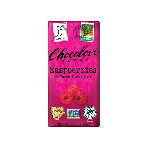 Chocolove Chocolate Bar – Raspberries in Dark Chocolate